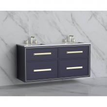 Madeli B455-60D-002-SA-HP-BN - Madeli Edge 60D'' Wall hung Vanity Cabinet in Sapphire/HW: Handles Brushed Nickel(BN)