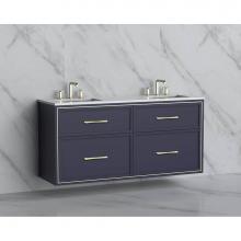 Madeli B455-60D-002-SA-HR-BN - Madeli Edge 60D'' Wall hung Vanity Cabinet in Sapphire/HW: Handles Brushed Nickel(BN)
