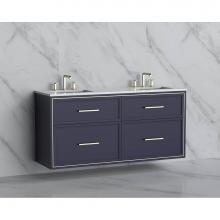 Madeli B455-60D-002-SA-HY-MB - Madeli Edge 60D'' Wall hung Vanity Cabinet in Sapphire/HW: Handles Matte Black(MB)