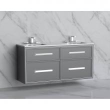 Madeli B455-60D-002-TG-HP-PC - Madeli Edge 60D'' Wall hung Vanity Cabinet in Studio Grey/HW: Handles Polished Chrome(PC