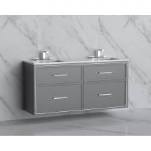 Madeli B455-60D-002-TG-HY-PC - Madeli Edge 60D'' Wall hung Vanity Cabinet in Studio Grey/HW: Handles Polished Chrome(PC