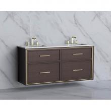Madeli B455-60D-002-WA-HY-MB - Madeli Edge 60D'' Wall hung Vanity Cabinet in Walnut/HW: Handles Matte Black(MB)