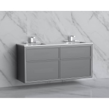 Madeli B455-60D-002-TG-NP-MB - Edge 60D'' Wall hung Vanity Cabinet in Studio Grey/HW: No Handles - Inlay  Matte Black(M