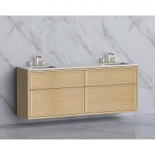 Madeli B455-72D-002-NO-NP-PC - Madeli Edge 72'' Wall hung Vanity Cabinet in Natural Oak/HW: No Handles - Inlay  Polishe