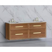 Madeli B455-72D-002-NW-HP-PC - Madeli Edge 72'' Wall hung Vanity Cabinet in Natural Walnut/HW: Handles Polished Chrome(