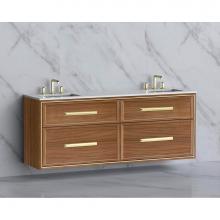 Madeli B455-72D-002-NW-HP-PN - Madeli Edge 72'' Wall hung Vanity Cabinet in Natural Walnut/HW: Handles Polished Nickel(