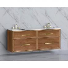 Madeli B455-72D-002-NW-HY-PC - Madeli Edge 72'' Wall hung Vanity Cabinet in Natural Walnut/HW: Handles Polished Chrome(