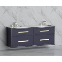 Madeli B455-72D-002-SA-HP-PC - Madeli Edge 72'' Wall hung Vanity Cabinet in Sapphire/HW: Handles Polished Chrome(PC)