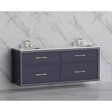 Madeli B455-72D-002-SA-HR-PC - Madeli Edge 72'' Wall hung Vanity Cabinet in Sapphire/HW: Handles Polished Chrome(PC)