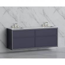 Madeli B455-72D-002-SA-NP-PC - Madeli Edge 72'' Wall hung Vanity Cabinet in Sapphire/HW: No Handles - Inlay  Polished C