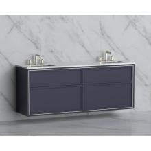 Madeli B455-72D-002-SA-NP-SB - Madeli Edge 72'' Wall hung Vanity Cabinet in Sapphire/HW: No Handles - Inlay  Satin Bras