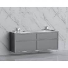 Madeli B455-72D-002-TG-NP-BN - Madeli Edge 72'' Wall hung Vanity Cabinet in Studio Grey/HW: No Handles - Inlay  Brushed