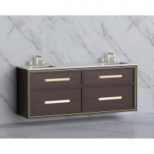 Madeli B455-72D-002-WA-HP-PC - Madeli Edge 72'' Wall hung Vanity Cabinet in Walnut/HW: Handles Polished Chrome(PC)
