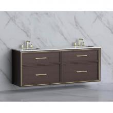 Madeli B455-72D-002-WA-HR-PC - Madeli Edge 72'' Wall hung Vanity Cabinet in Walnut/HW: Handles Polished Chrome(PC)