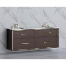 Madeli B455-72D-002-WA-HY-PC - Madeli Edge 72'' Wall hung Vanity Cabinet in Walnut/HW: Handles Polished Chrome(PC)