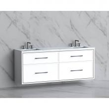 Madeli B455-72D-002-WH-HR-PN - Madeli Edge 72'' Wall hung Vanity Cabinet in White/HW: Handles Polished Nickel(PN)