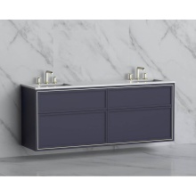 Madeli B455-72D-002-SA-NP-PC - Edge 72'' Wall hung Vanity Cabinet in Sapphire/HW: No Handles - Inlay  Polished Chrome(P