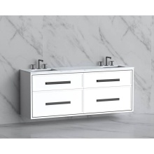 Madeli B455-72D-002-WH-HP-PC - Edge 72'' Wall hung Vanity Cabinet in White/HW: Handles Polished Chrome(PC)
