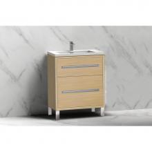 Madeli B460-24-001-LL-NO-PC - Madeli Pinnacle 24'' Free standing Vanity Cabinet in Natural Oak/HW: Polished Chrome(PC)