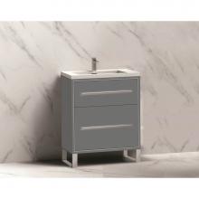 Madeli B460-24-001-LS-TG-PC - Madeli Pinnacle 24'' Free standing Vanity Cabinet in Studio Grey/HW: Polished Chrome(PC)