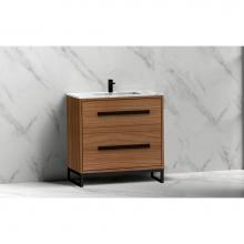 Madeli B460-30-001-LC-NW-PC - Madeli Pinnacle 30'' Free standing Vanity Cabinet in Natural Walnut/HW: Polished Chrome(