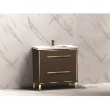 Madeli B460-30-001-LL-WA-PC - Madeli Pinnacle 30'' Free standing Vanity Cabinet in Walnut/HW: Polished Chrome(PC)