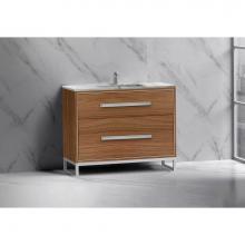 Madeli B460-42-001-LC-NW-PC - Madeli Pinnacle 42'' Free standing Vanity Cabinet in Natural Walnut/HW: Polished Chrome(