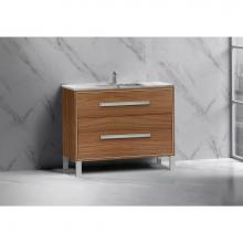 Madeli B460-42-001-LL-NW-PC - Madeli Pinnacle 42'' Free standing Vanity Cabinet in Natural Walnut/HW: Polished Chrome(