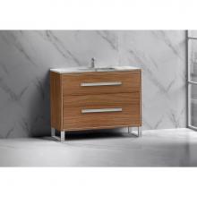 Madeli B460-42-001-LS-NW-PC - Madeli Pinnacle 42'' Free standing Vanity Cabinet in Natural Walnut/HW: Polished Chrome(