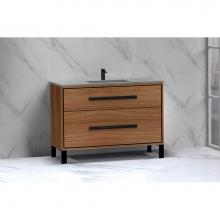 Madeli B460-48C-001-LL-NW-PC - Madeli Pinnacle 48C'' Free standing Vanity Cabinet in Natural Walnut/HW: Polished Chrome