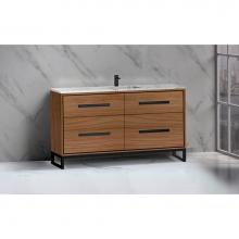 Madeli B460-60C-001-LC-NW-HP-PC - Pinnacle  60C'' Free Standing Vanity Cabinet in Natural Walnut/HW:  Polished Chrome(PC)