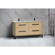 Madeli B460-60D-001-LC-NO-NP-PC - Pinnacle  60D'' Free Standing Vanity Cabinet in Natural Oak/HW:  Polished Chrome(PC)