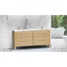 Madeli B460-72D-001-LL-NO-NP-PC - Pinnacle  72D'' Free Standing Vanity Cabinet in Natural Oak/HW:  Polished Chrome(PC)