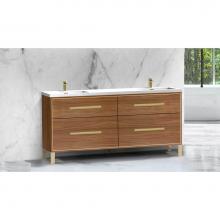 Madeli B460-72D-001-LL-NW-HP-PC - Pinnacle  72D'' Free Standing Vanity Cabinet in Natural Walnut/HW:  Polished Chrome(PC)