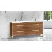 Madeli B460-72D-001-LS-NW-PC - Madeli Pinnacle 72'' Free standing Vanity Cabinet in Natural Walnut/HW: Polished Chrome(