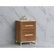 Madeli B465-24-001-LC-NW-HP-PC - Madeli Profile 24'' Free standing Vanity Cabinet in Natural Walnut/HW: Handle & Feet