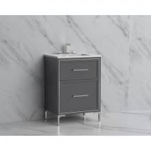 Madeli B465-24-001-LY-TG-HY-BN - Madeli Profile 24'' Free standing Vanity Cabinet in Studio Grey/HW: Handles/Feet in Brus