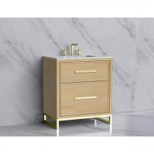 Madeli B465-30-001-LC-NO-HP-PN - Madeli Profile 30'' Free standing Vanity Cabinet in Natural Oak/HW: Handle & Feet Po