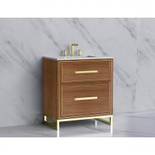 Madeli B465-30-001-LC-NW-HP-BN - Madeli Profile 30'' Free standing Vanity Cabinet in Natural Walnut/HW: Handle & Feet