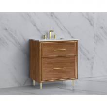 Madeli B465-30-001-LR-NW-HR-PN - Madeli Profile 30'' Free standing Vanity Cabinet in Natural Walnut/HW: Handle & Feet