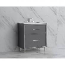 Madeli B465-30-001-LR-TG-HR-MB - Madeli Profile 30'' Free standing Vanity Cabinet in Studio Grey/HW: Handles/Feet in Matt