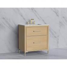 Madeli B465-30-001-LY-NO-HY-PN - Madeli Profile 30'' Free standing Vanity Cabinet in Natural Oak/HW: Handle & Feet Po