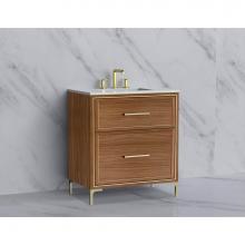 Madeli B465-30-001-LY-NW-HY-PC - Madeli Profile 30'' Free standing Vanity Cabinet in Natural Walnut/HW: Handle & Feet