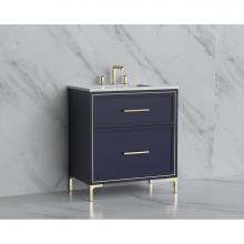 Madeli B465-30-001-LY-SA-HY-PN - Madeli Profile 30'' Free standing Vanity Cabinet in Sapphire/HW: Handle & Feet Polis