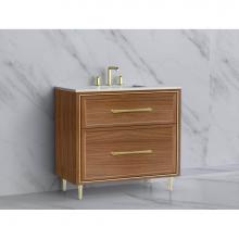 Madeli B465-36-001-LR-NW-HR-PC - Madeli Profile 36'' Free standing Vanity Cabinet in Natural Walnut/HW: Handle & Fee