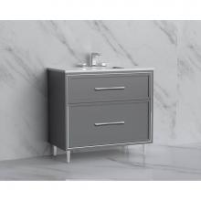 Madeli B465-36-001-LR-TG-HR-PC - Madeli Profile 36'' Free standing Vanity Cabinet in Studio Grey/HW: Handles/Feet Polishe