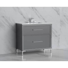 Madeli B465-36-001-LY-TG-HY-PC - Profile 36'' Free standing Vanity Cabinet in Studio Grey/HW: Handles/Feet in Polished Ch
