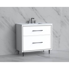 Madeli B465-36-001-LR-WH-HR-PC - Profile 36'' Free standing Vanity Cabinet in White/HW: Polished Chrome(PC)