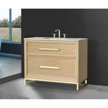 Madeli B465-42-001-LC-NO-HP-SB - Madeli Profile 42'' Free standing Vanity Cabinet in Natural Oak/HW: Handle & Feet Sa