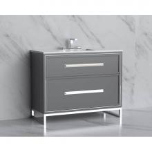 Madeli B465-42-001-LC-TG-HP-PC - Madeli Profile 42'' Free standing Vanity Cabinet in Studio Grey/HW: Handle & Feet Po